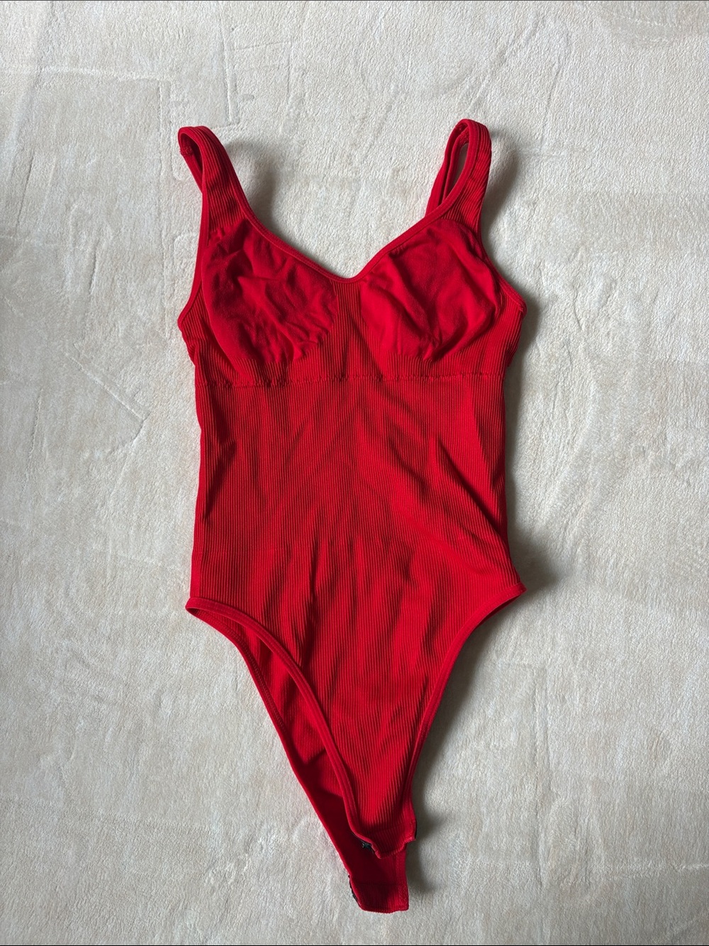 Girls' Red Ribbed One-Piece Bodysuit - Unbranded